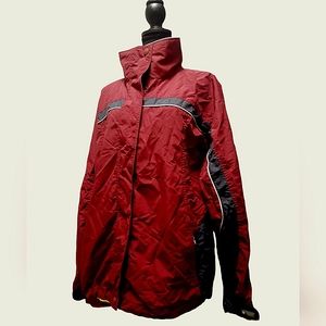 Columbia core interchange women's large windbreaker red gray